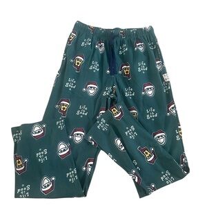 Life is Good Christmas Dogs Santa Hat Pajama Lounge Pants Medium